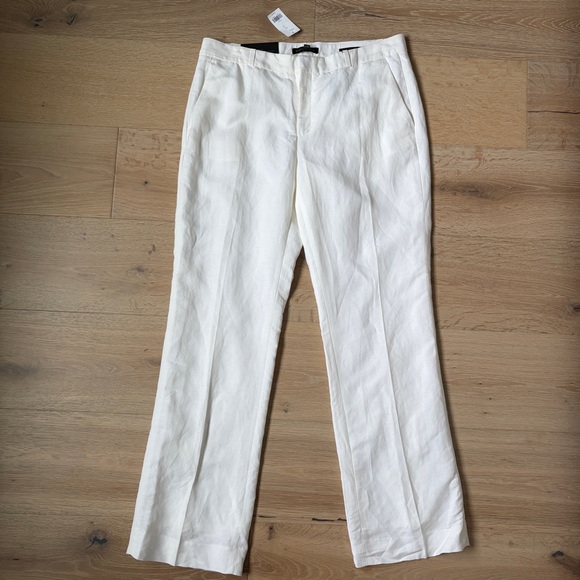 Banana Republic Pants - Banana Republic Logan Luxe Linen Pants Women 12 White Straight Mid Rise NWT*R